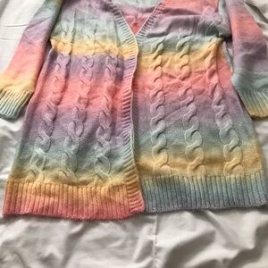 Colorful Cable Knit Cardigan
